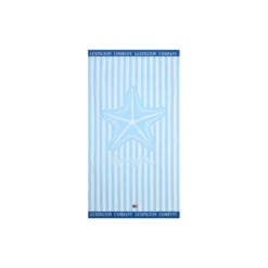 Summer Cotton Velour Beach Towel, blue/white