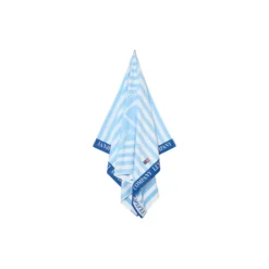 Summer Cotton Velour Beach Towel, blue/white