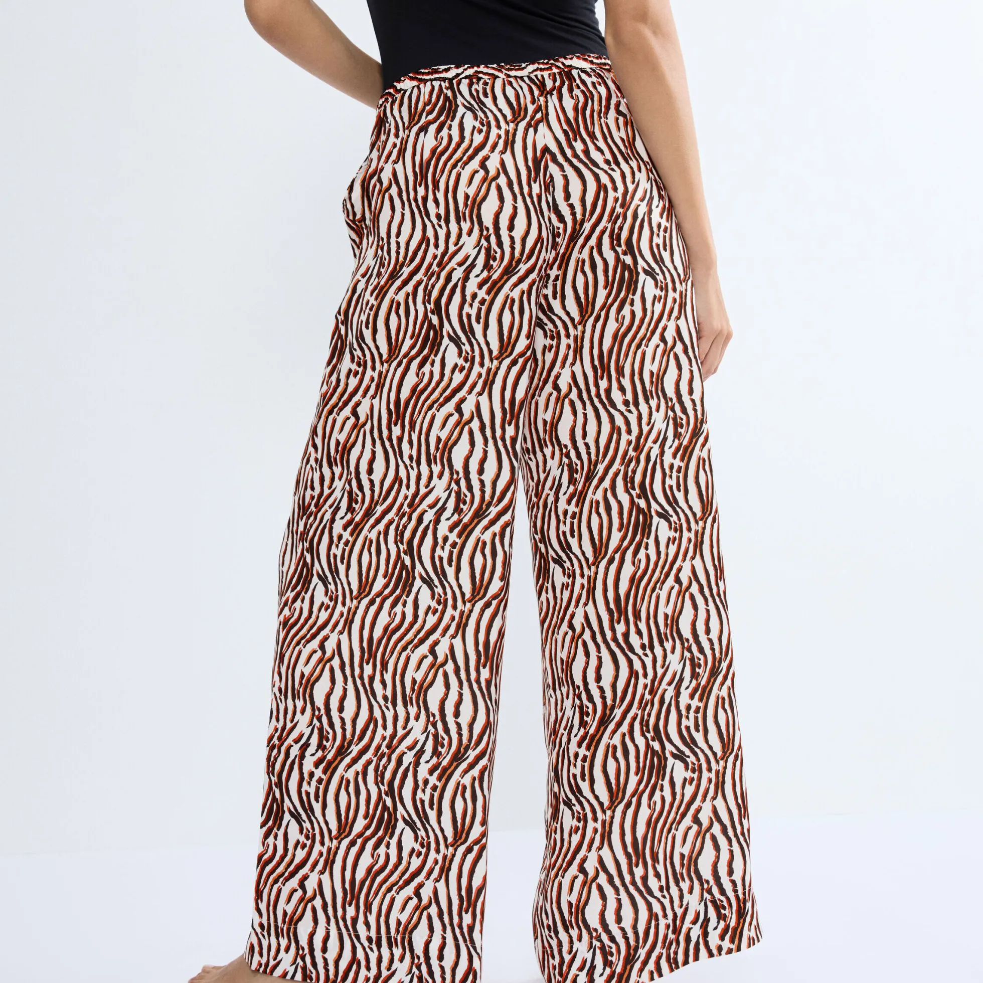 Summer Satin Trousers, white - dark combination