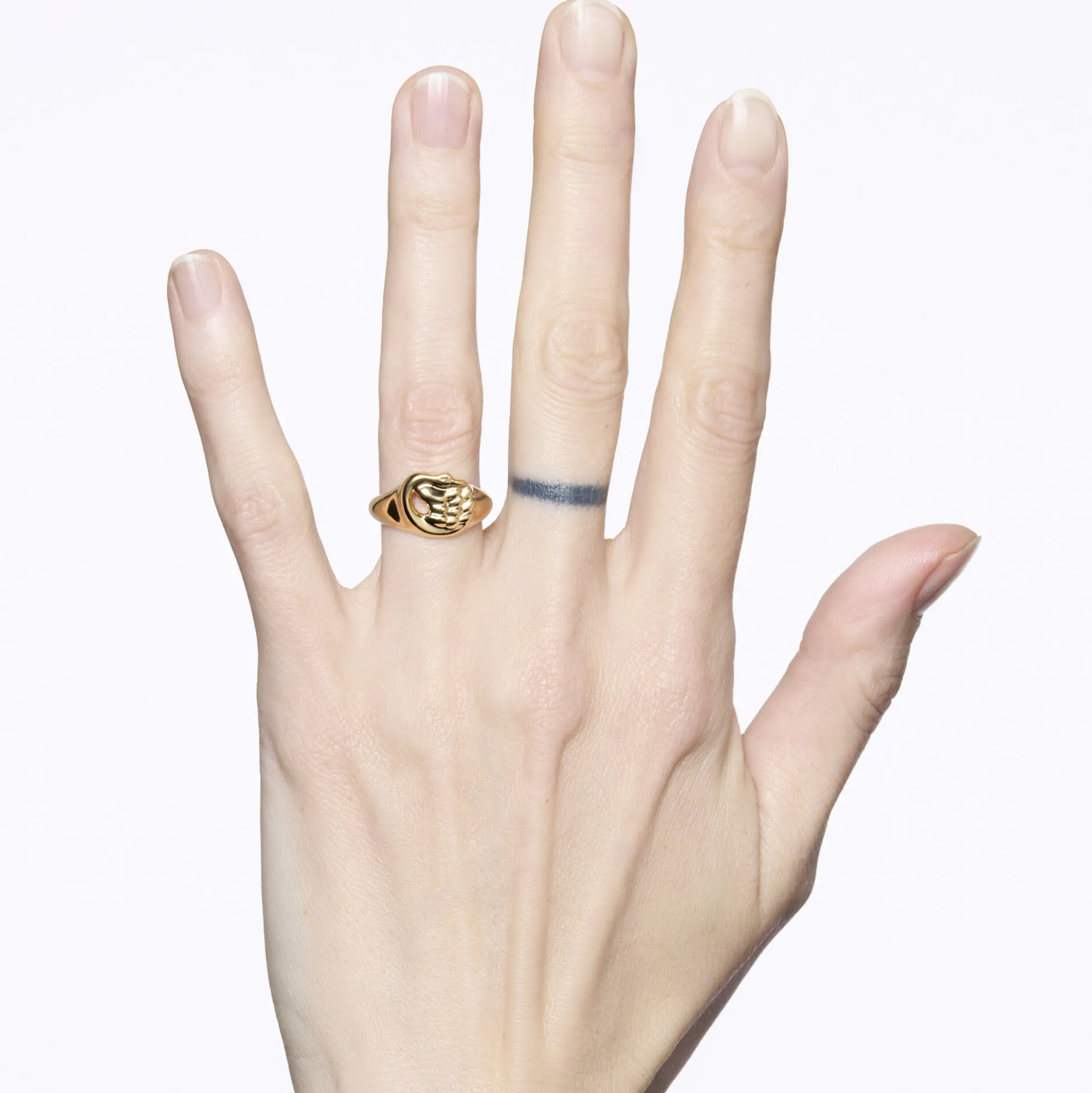 Swan Mini Signet Ring, gold