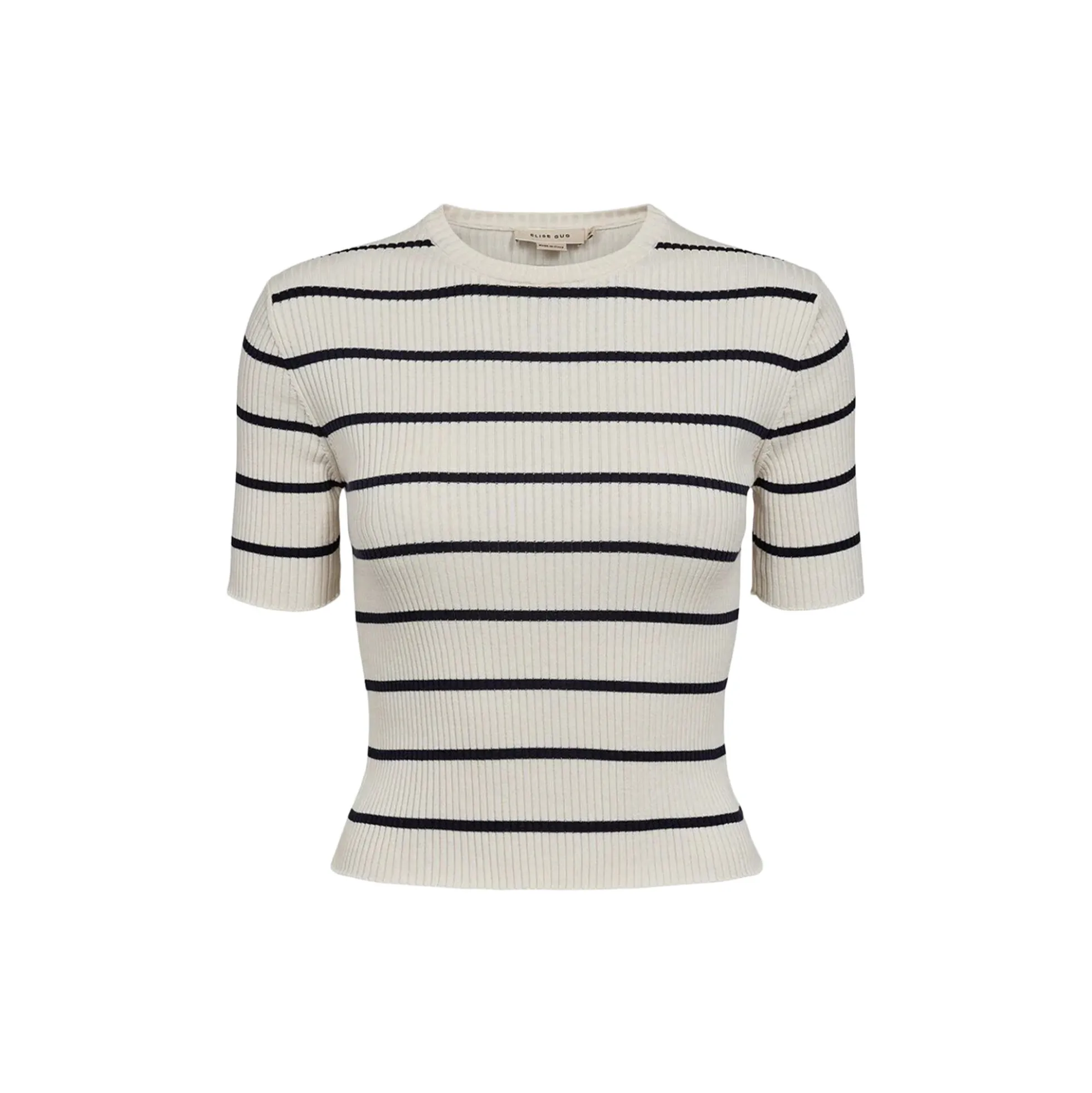 Sweater Rib Short Sleeves, augusta ecru/navy striped