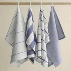 TAULO Viskestykkesæt Firkantet, white/mazarine blue