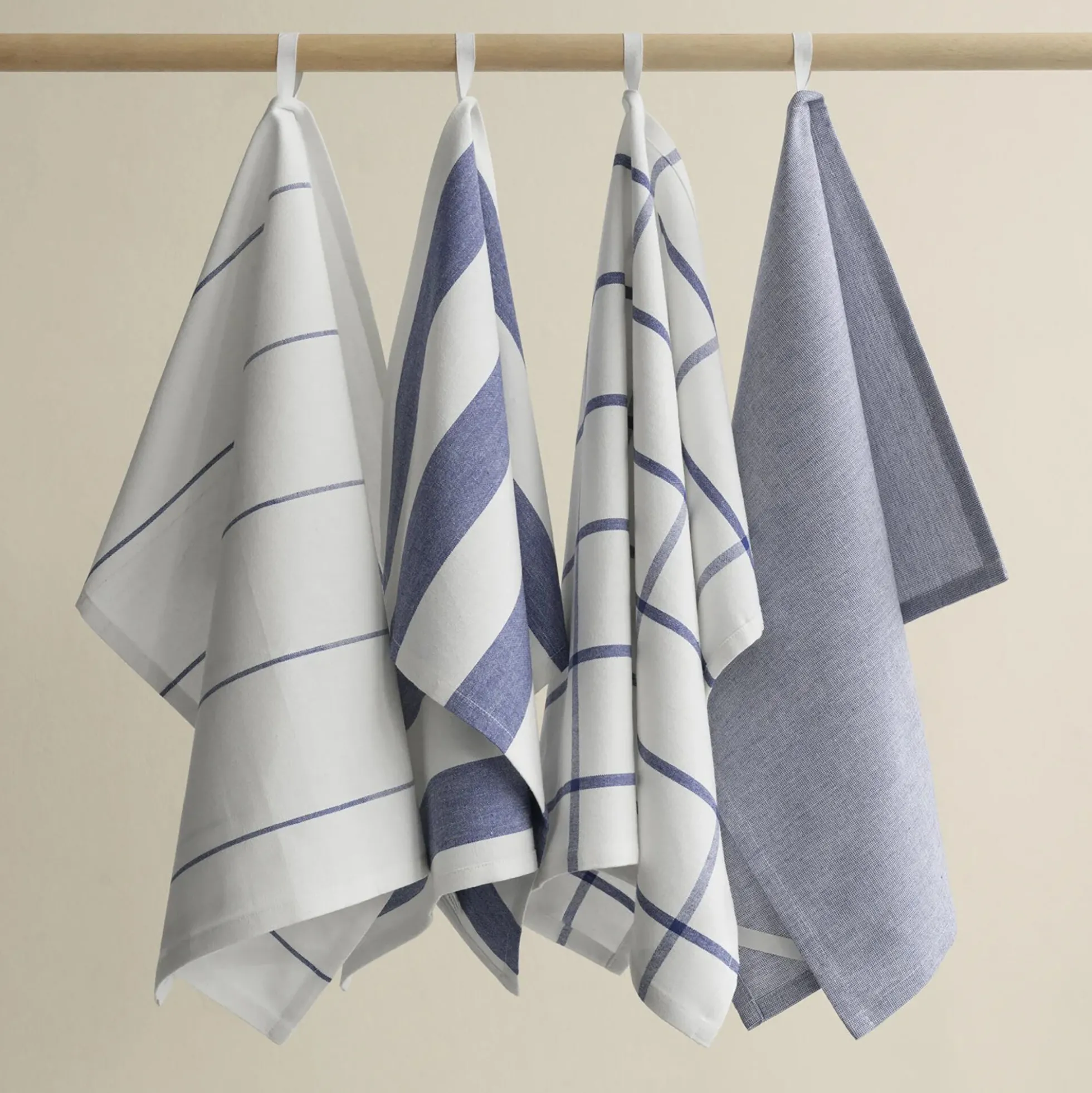 TAULO Viskestykkesæt Firkantet, white/mazarine blue