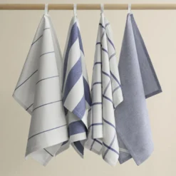 TAULO Viskestykkesæt Stribet, white/mazarine blue