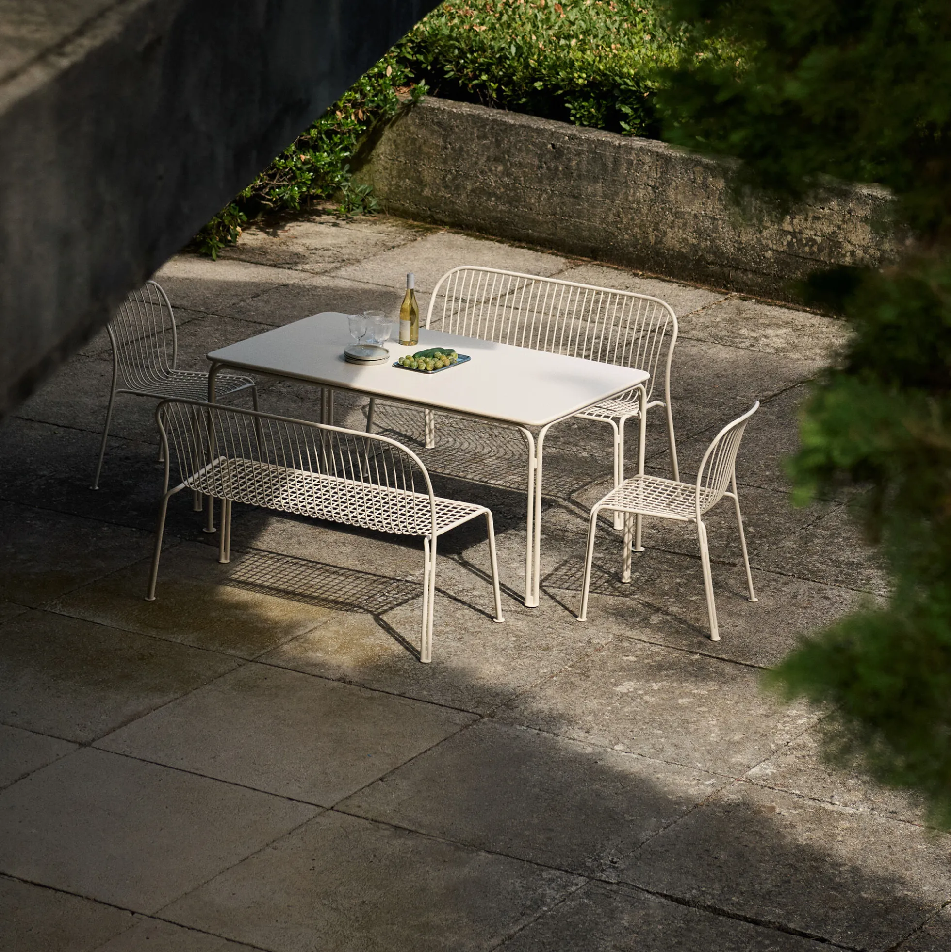 Thorvald SC111 Outdoor Dining Bench, ivory