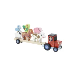 Traktor med anhænger og stabledyr