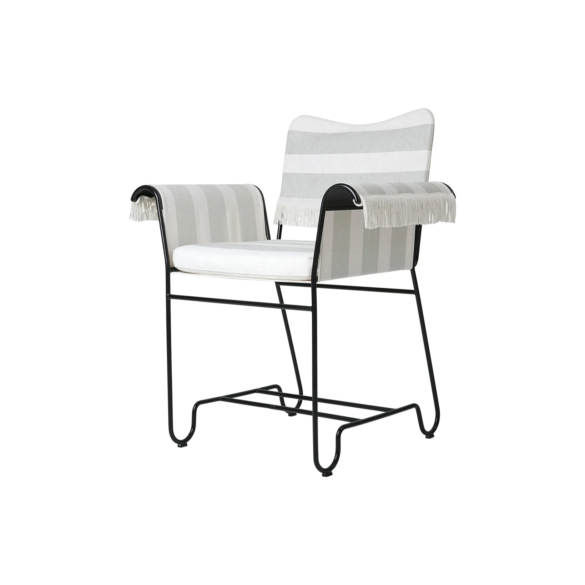 Tropique Dining Chair with Fringes, Leslie Stripe Limonta 20/classic black