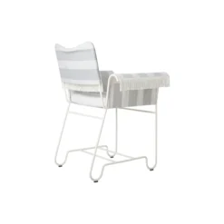 Tropique Dining Chair with Fringes, Leslie Stripe Limonta 20/classic white semi matt