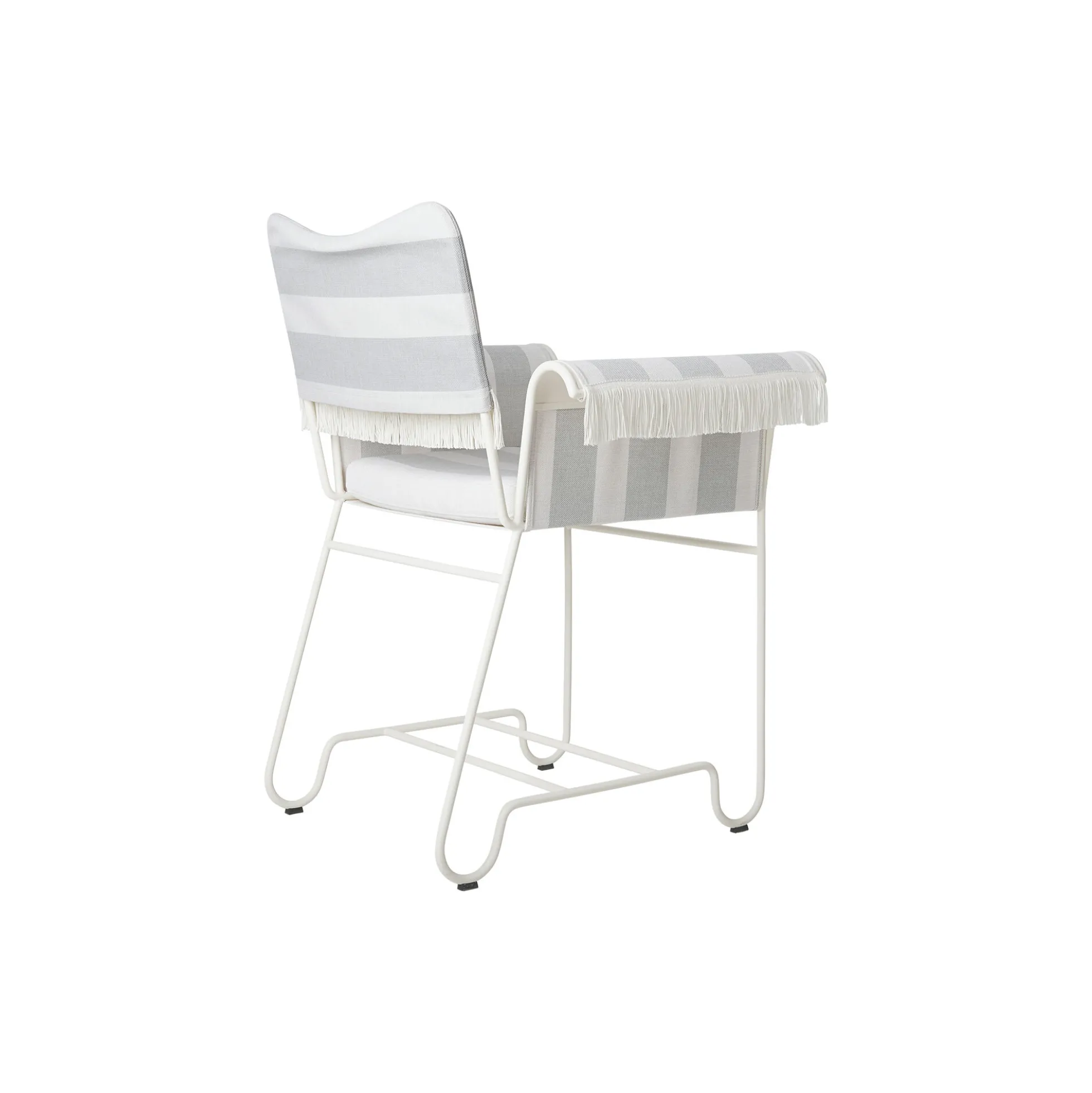 Tropique Dining Chair with Fringes, Leslie Stripe Limonta 20/classic white semi matt