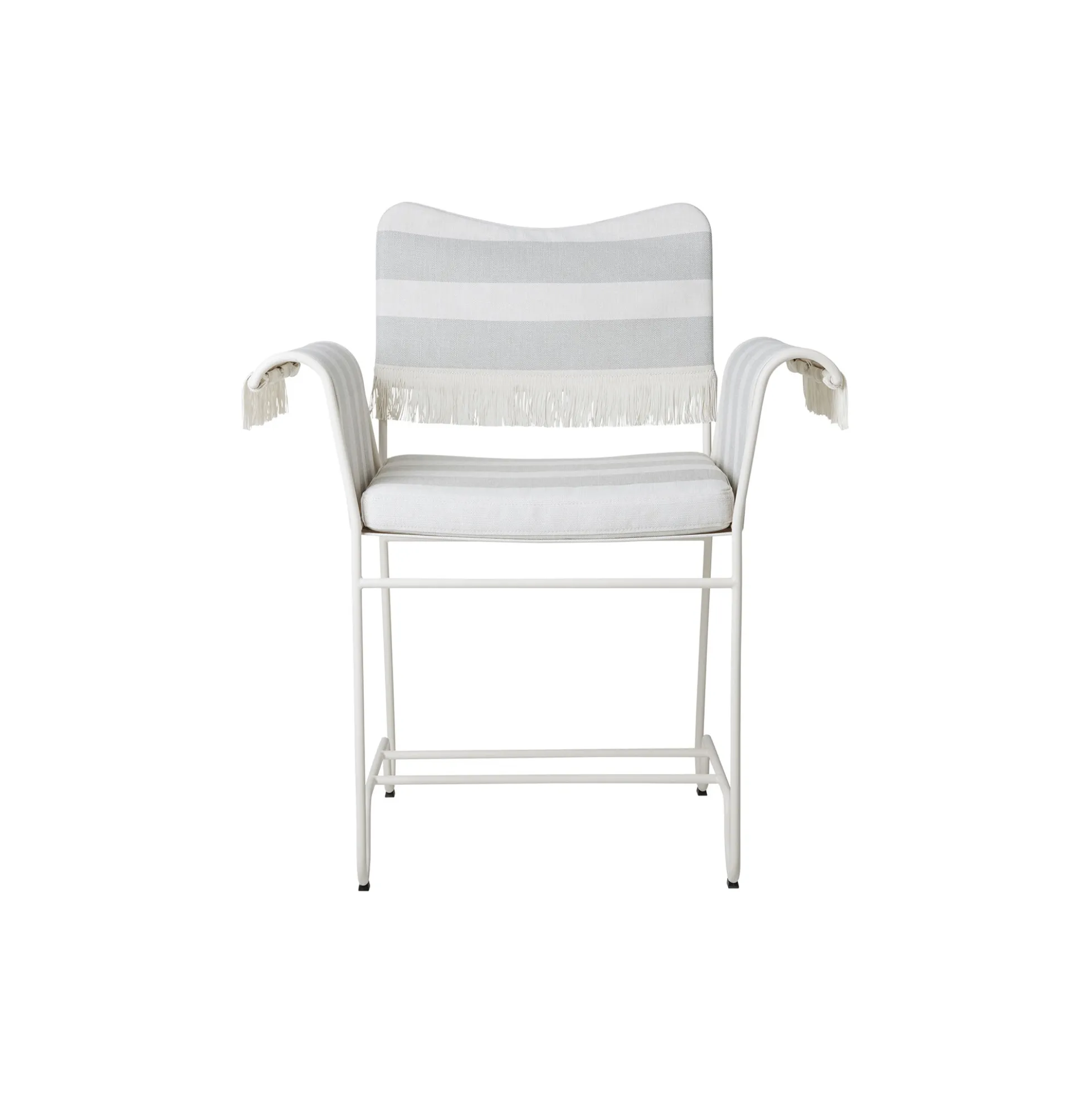 Tropique Dining Chair with Fringes, Leslie Stripe Limonta 20/classic white semi matt