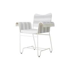 Tropique Dining Chair with Fringes, Leslie Stripe Limonta 20/classic white semi matt