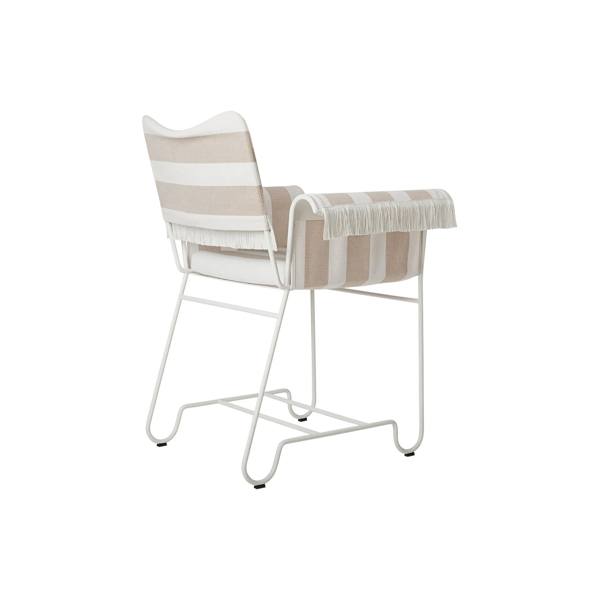 Tropique Dining Chair with Fringes, Leslie Stripe Limonta 40/classic white semi matt