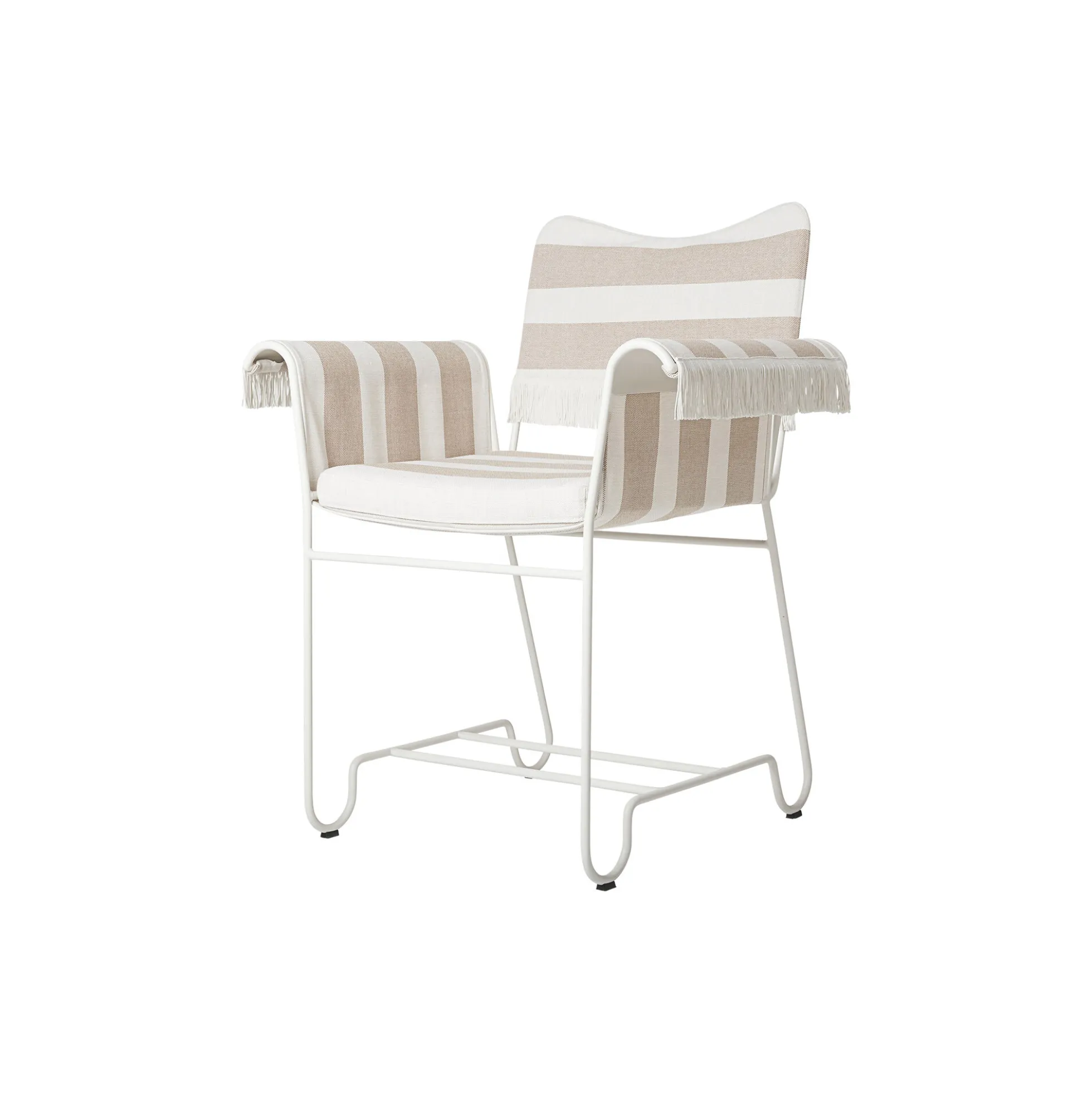 Tropique Dining Chair with Fringes, Leslie Stripe Limonta 40/classic white semi matt