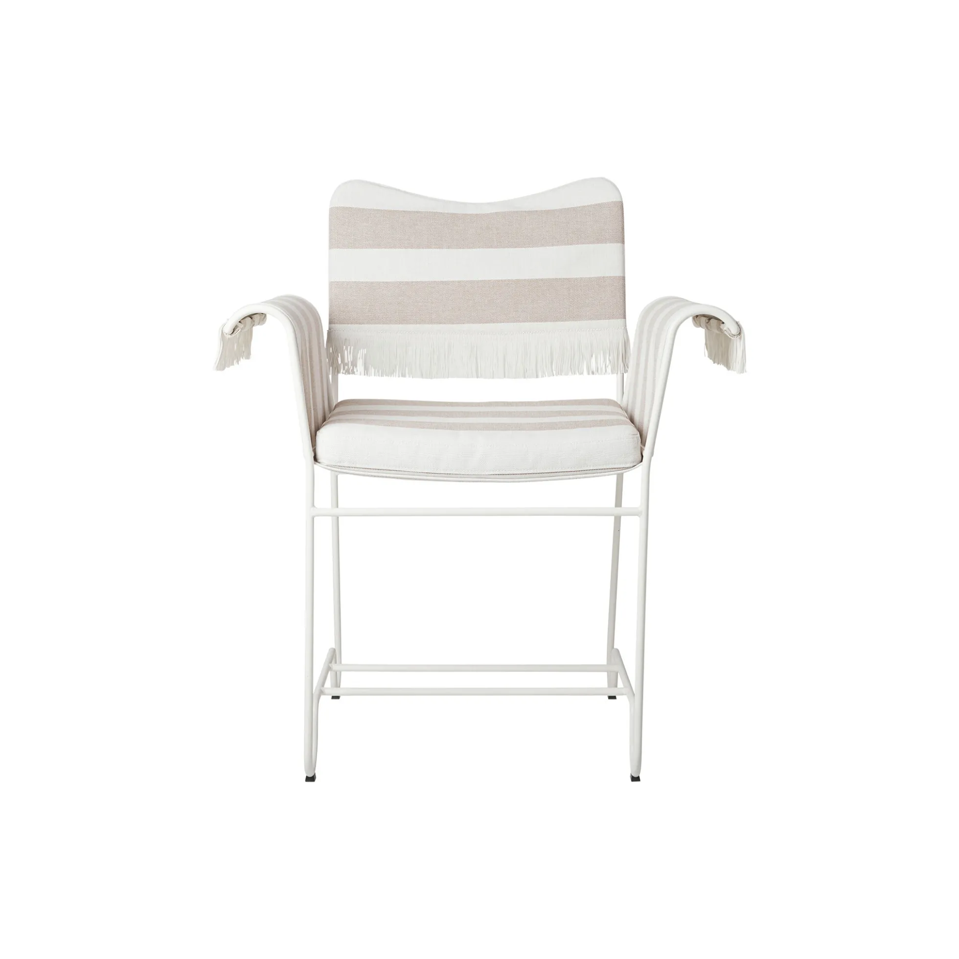 Tropique Dining Chair with Fringes, Leslie Stripe Limonta 40/classic white semi matt