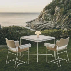 Tropique Dining Chair with Fringes, Leslie Limonta 12/classic white semi matt