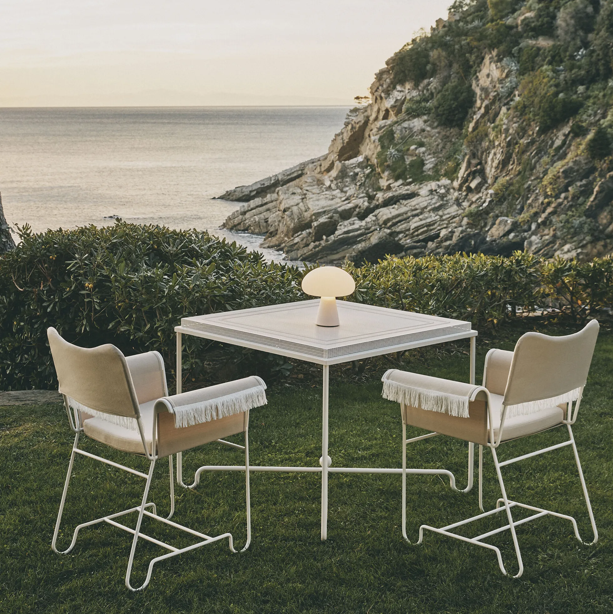 Tropique Dining Chair with Fringes, Leslie Limonta 12/classic white semi matt