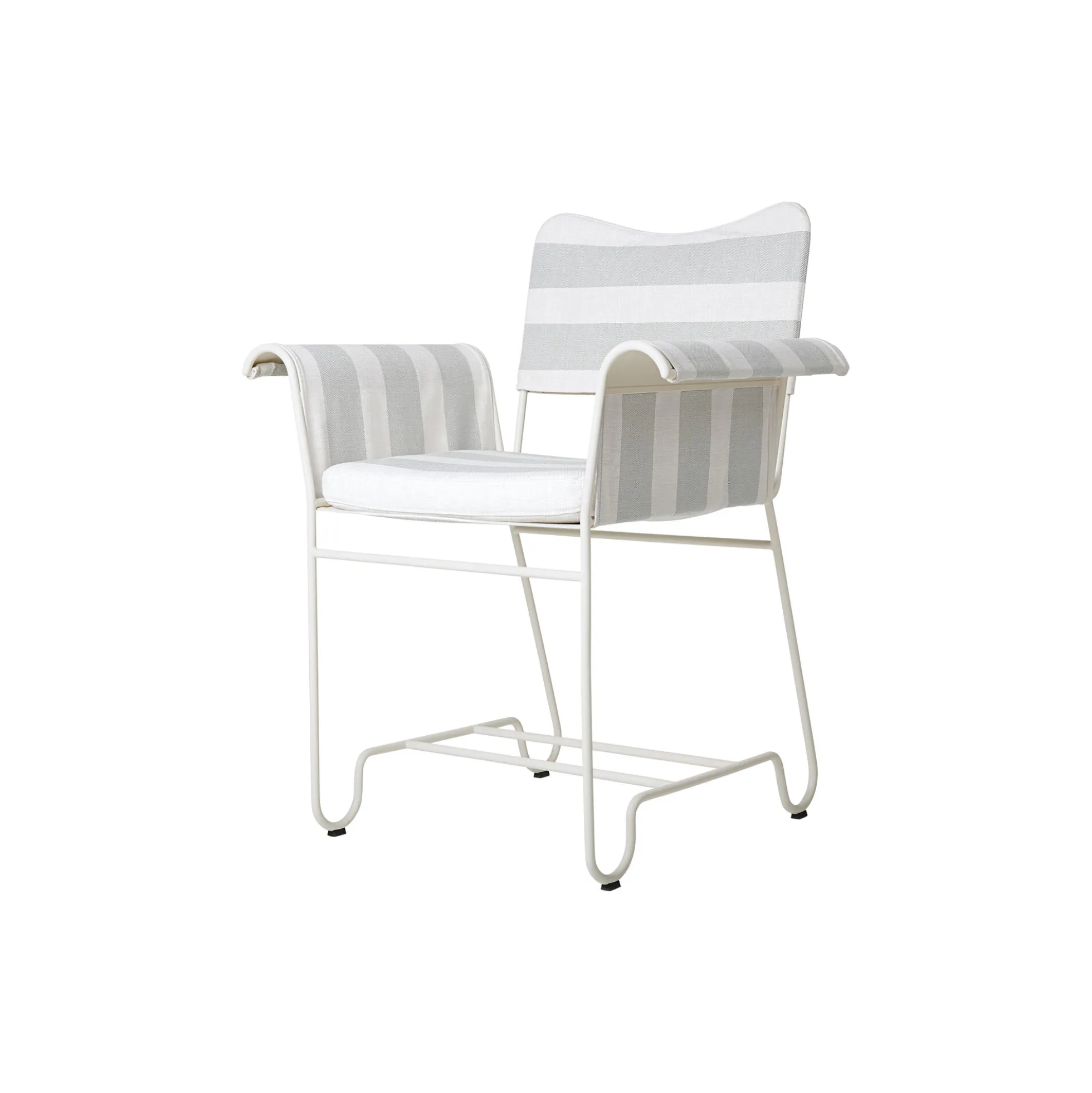Tropique Dining Chair without Fringes, Leslie Stripe Limonta 20/classic white semi matt