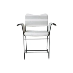 Tropique Dining Chair without Fringes, Leslie Stripe Limonta 20/classic black