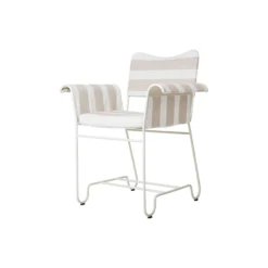 Tropique Dining Chair without Fringes, Leslie Stripe Limonta 40/classic white semi matt