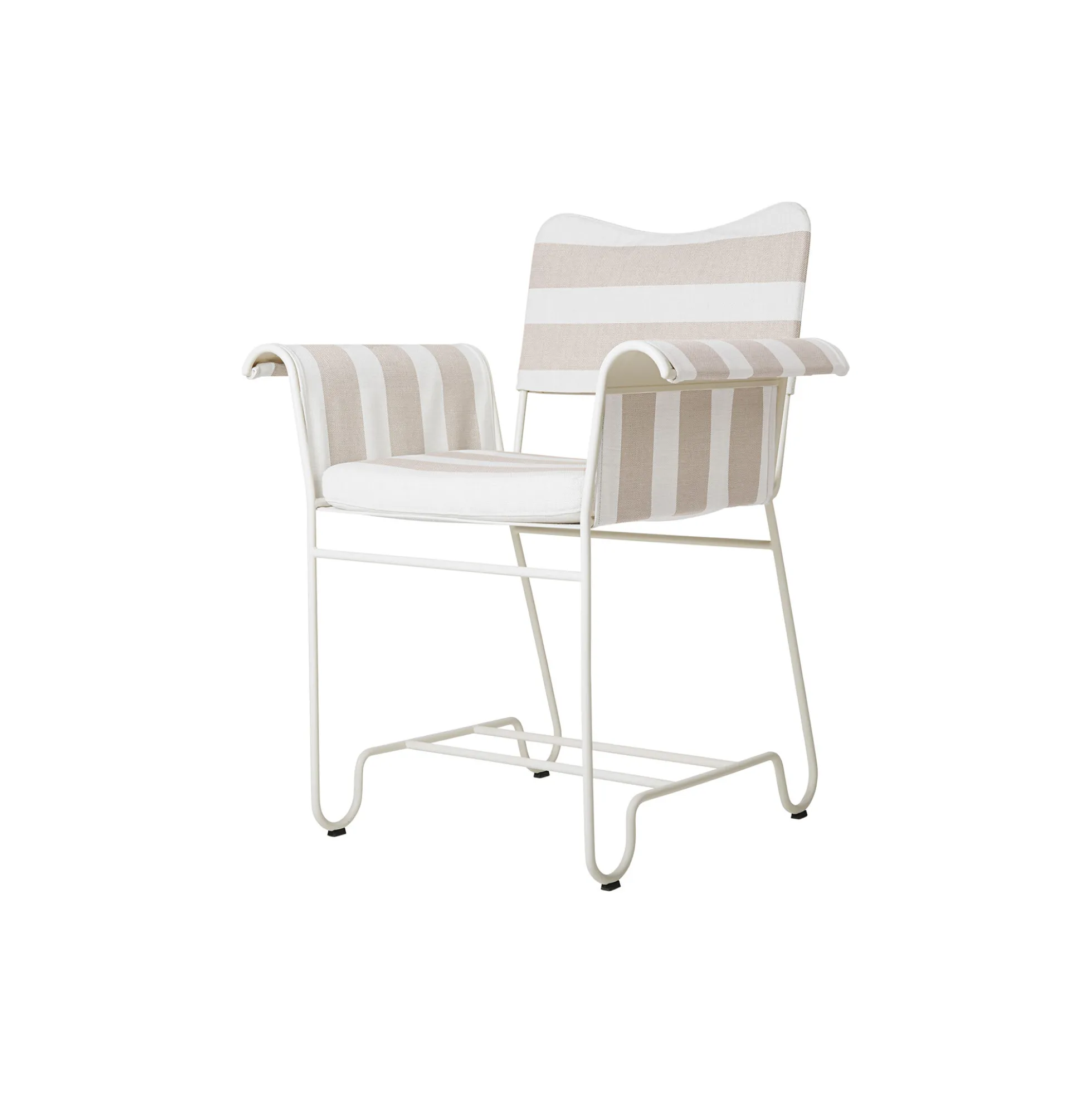 Tropique Dining Chair without Fringes, Leslie Stripe Limonta 40/classic white semi matt