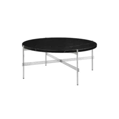 TS Coffee Table Ø80, black marquina marble/steel