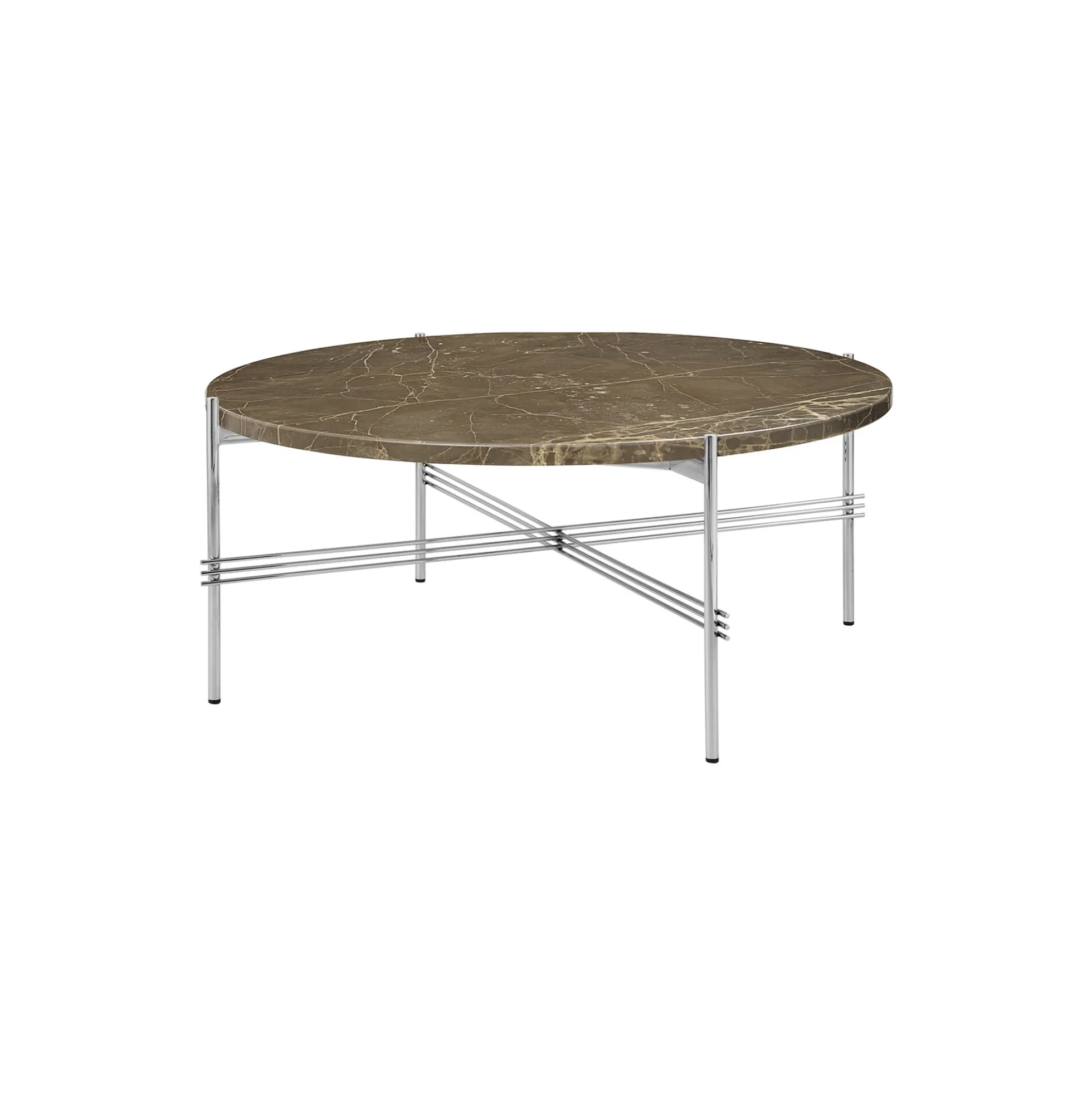 TS Coffee Table Ø80, brown emperador marble/steel