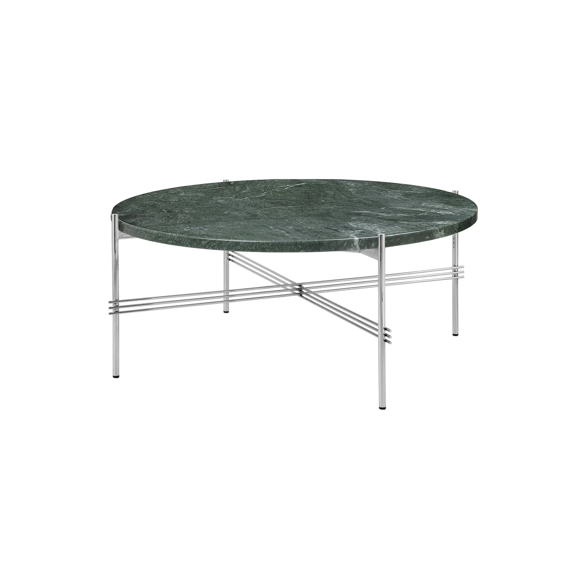 TS Coffee Table Ø80, green guatemala marble/steel