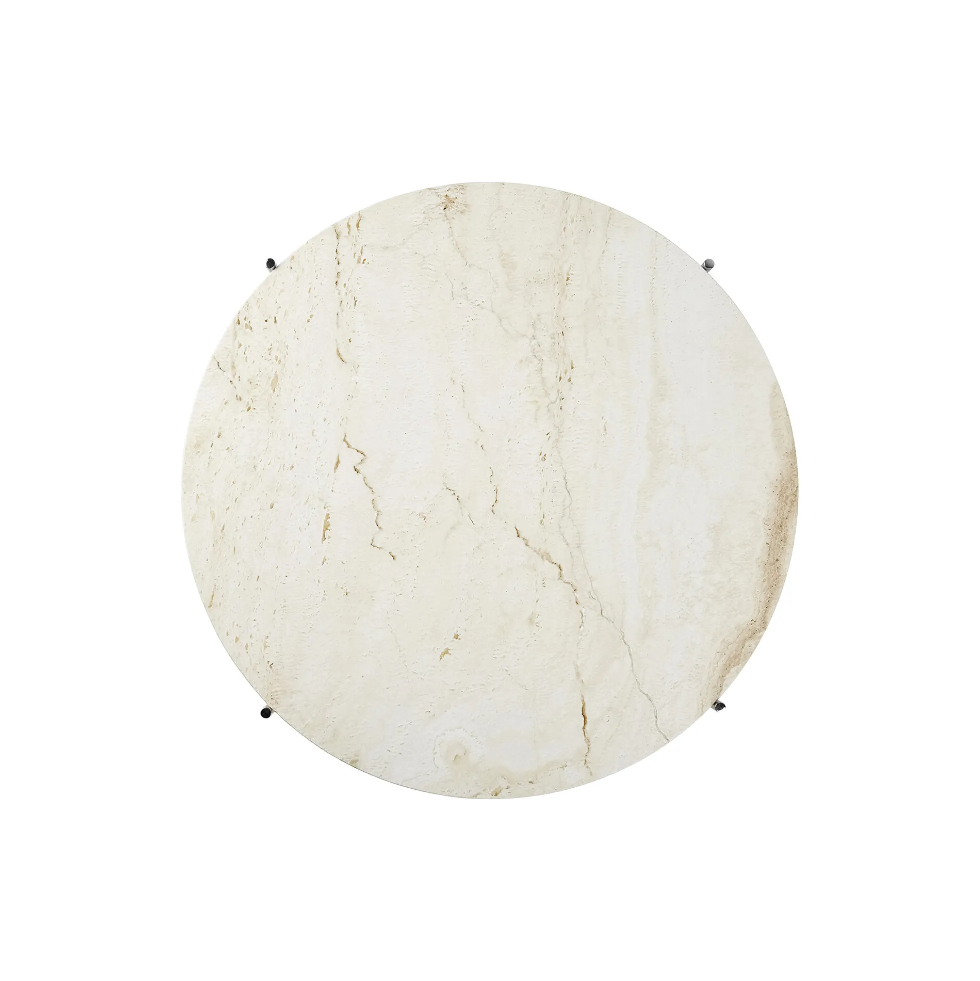 TS Coffee Table Ø80, neutral white travertine/steel