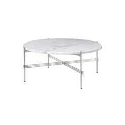 TS Coffee Table Ø80, white carrara marble/steel