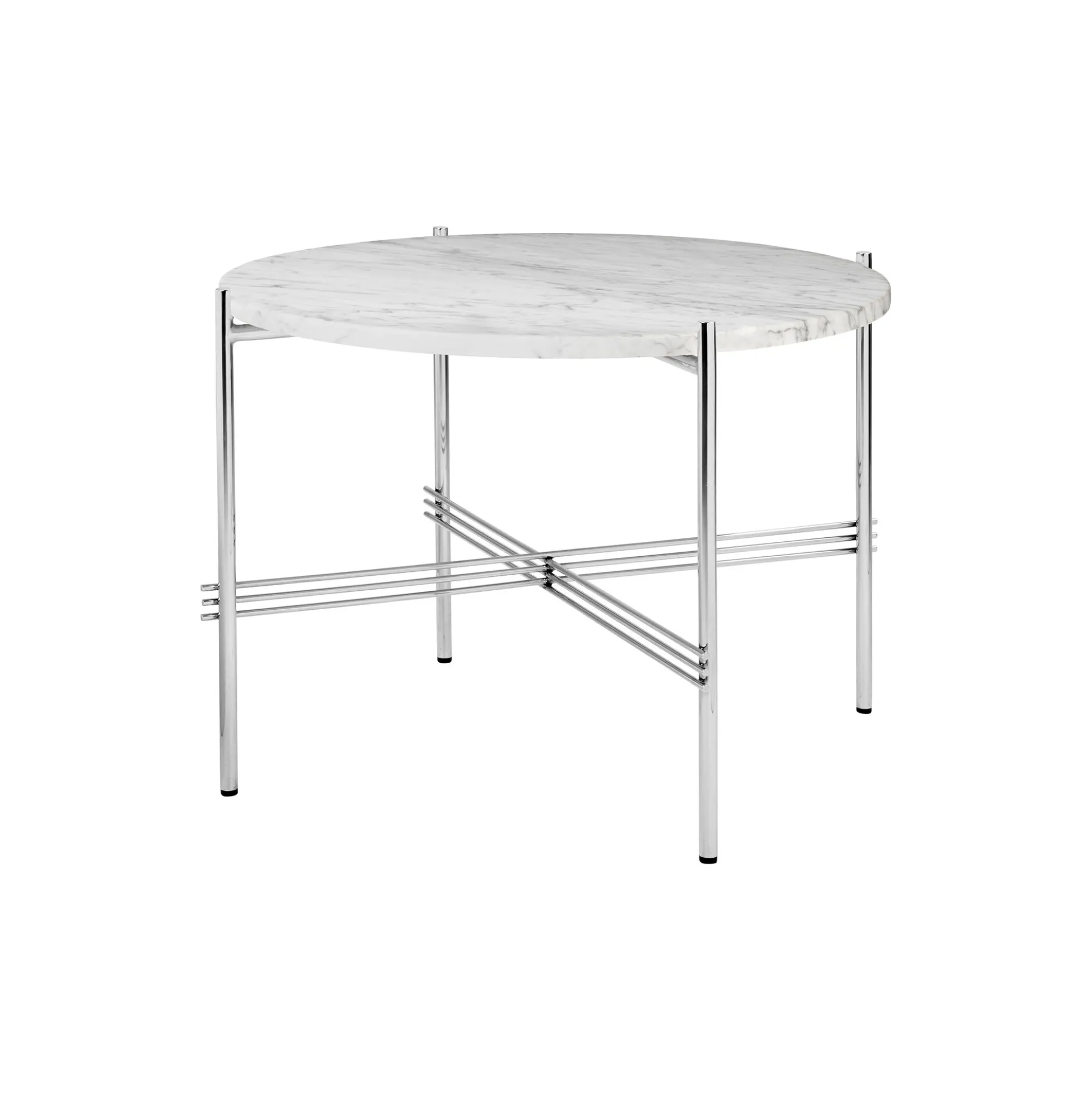 TS Coffee Table Ø55, white carrara marble/steel