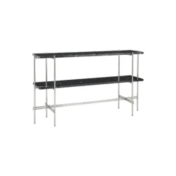 TS Console with 2 Racks, black marquina marble/steel