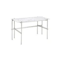 TS Desk, white carrara marble/steel