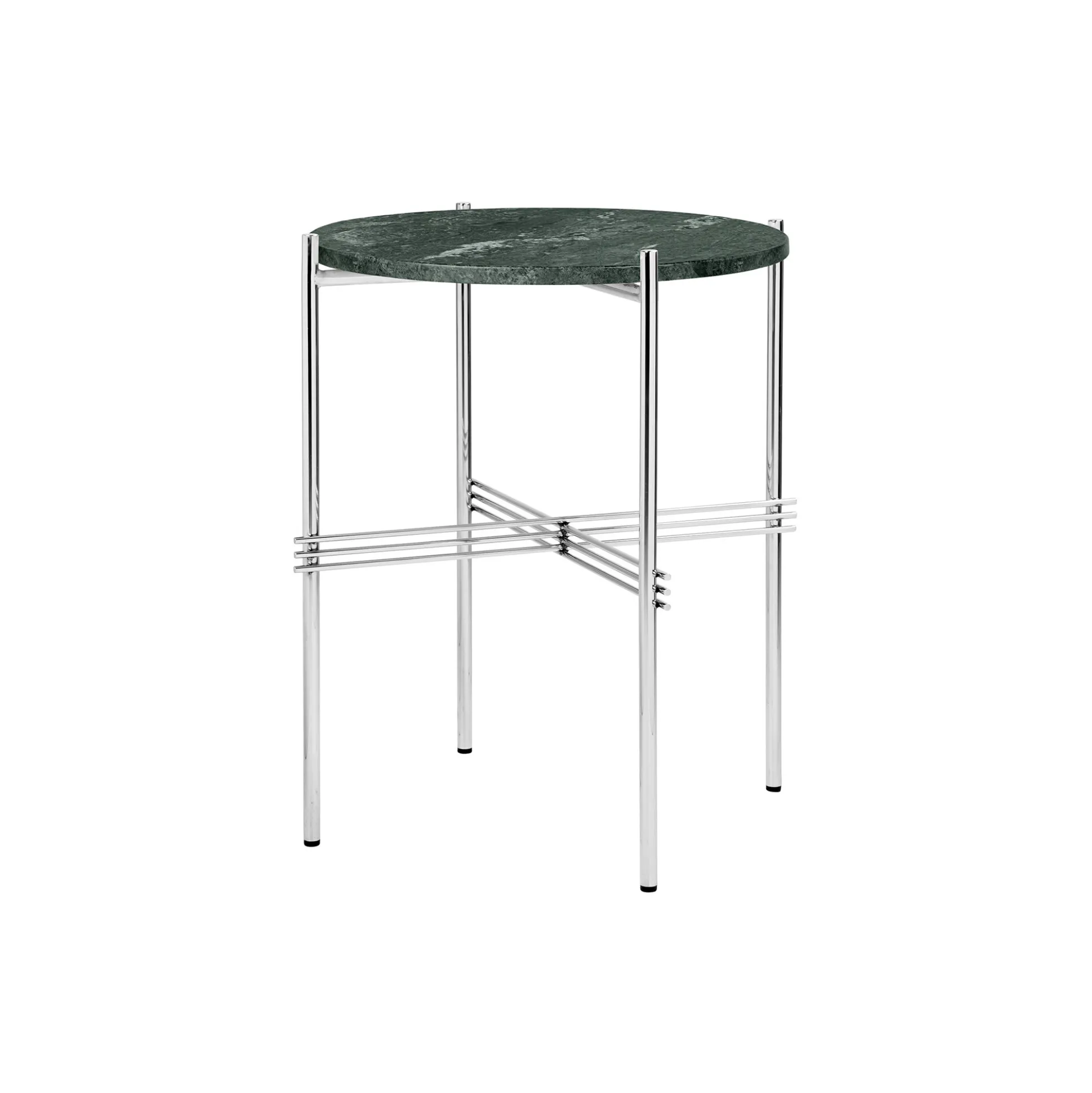 TS Side Table Round, green guatemala marble/steel