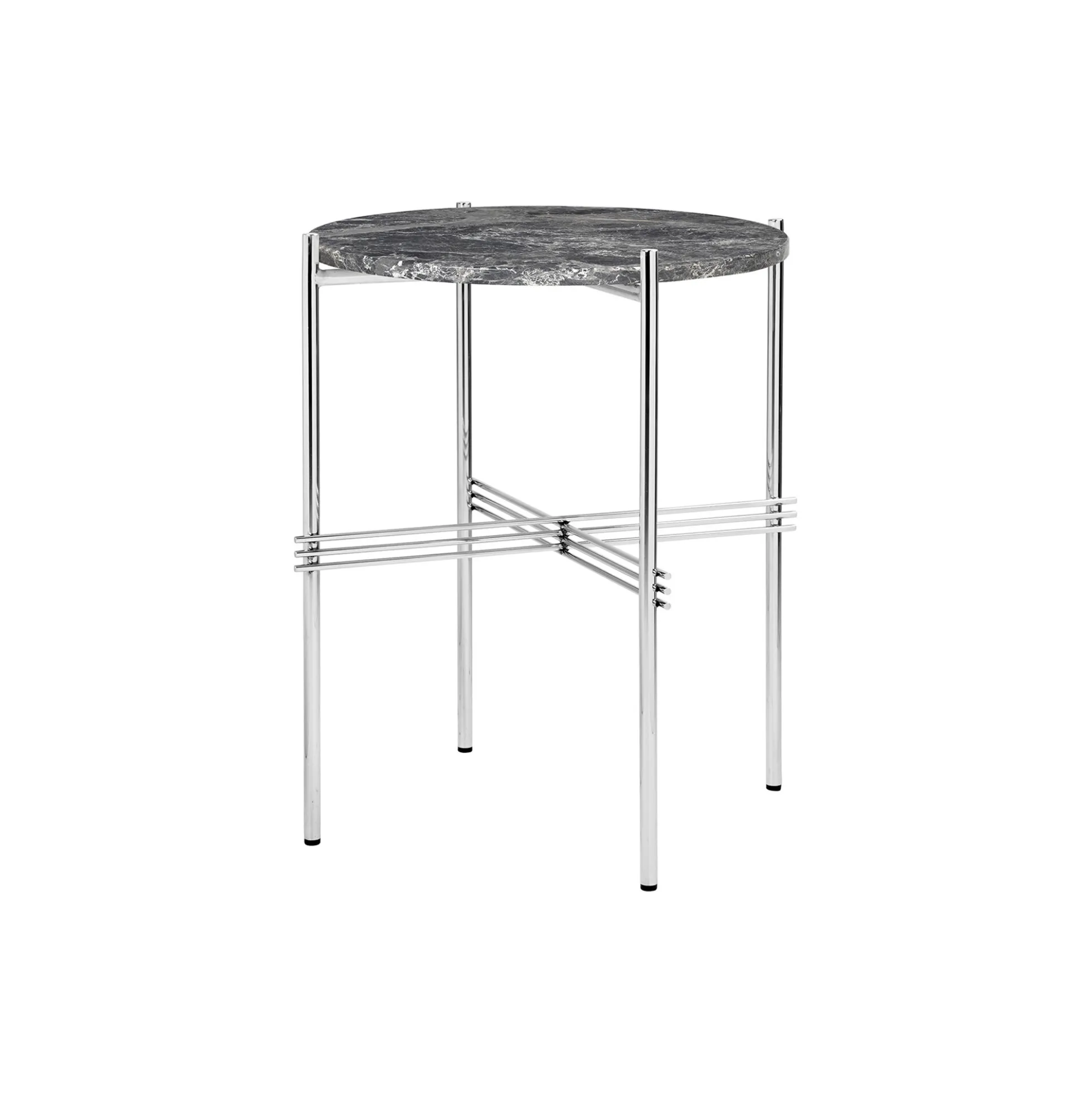 TS Side Table Round, grey emperador marble/steel