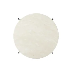 TS Side Table Round, neutral white travertine/steel