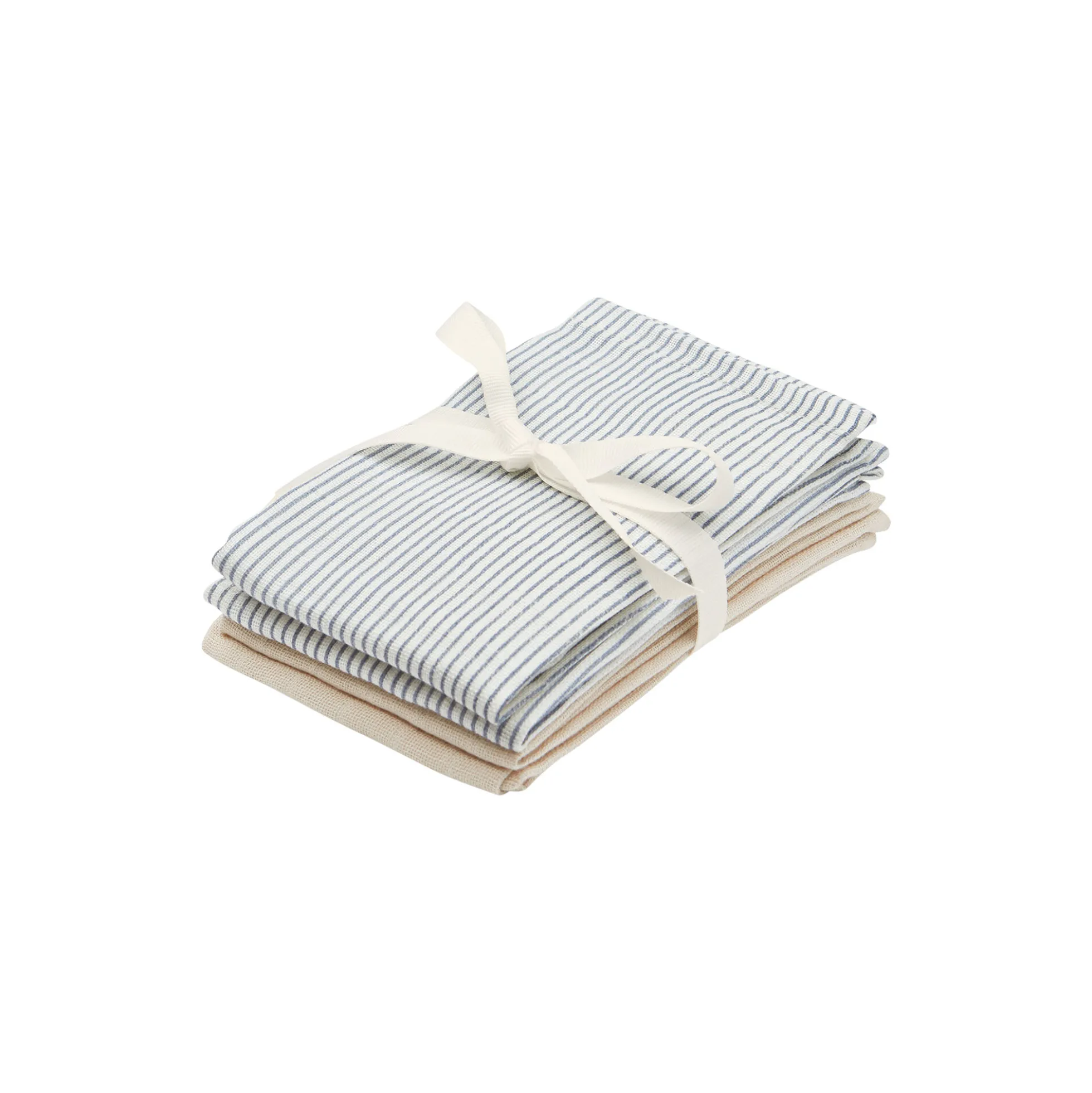 Vaskeklude 4-pak, classic stripes blue/praline