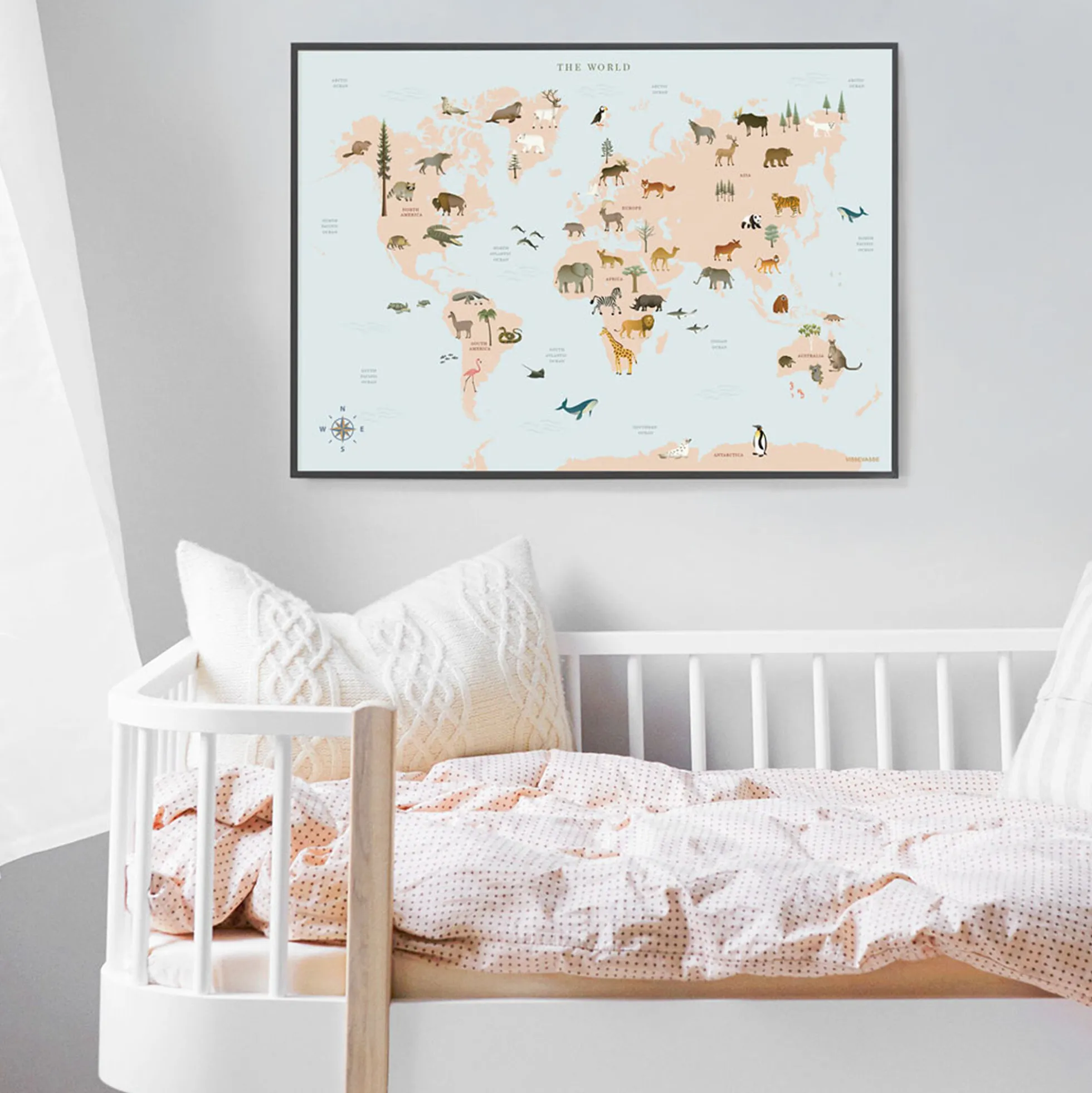 Verdenskort med dyr plakat
