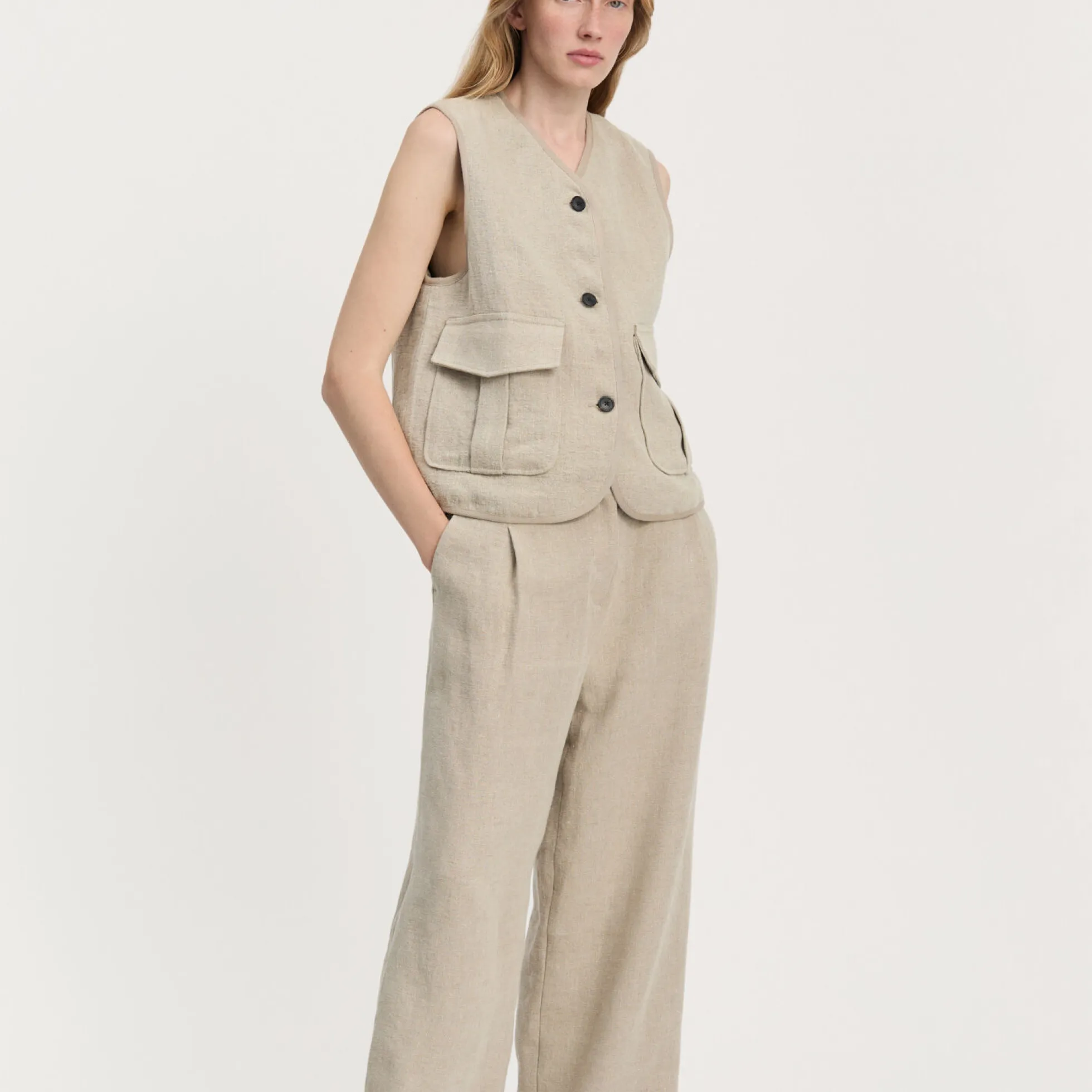 Vest Heavy Linen, pure natural