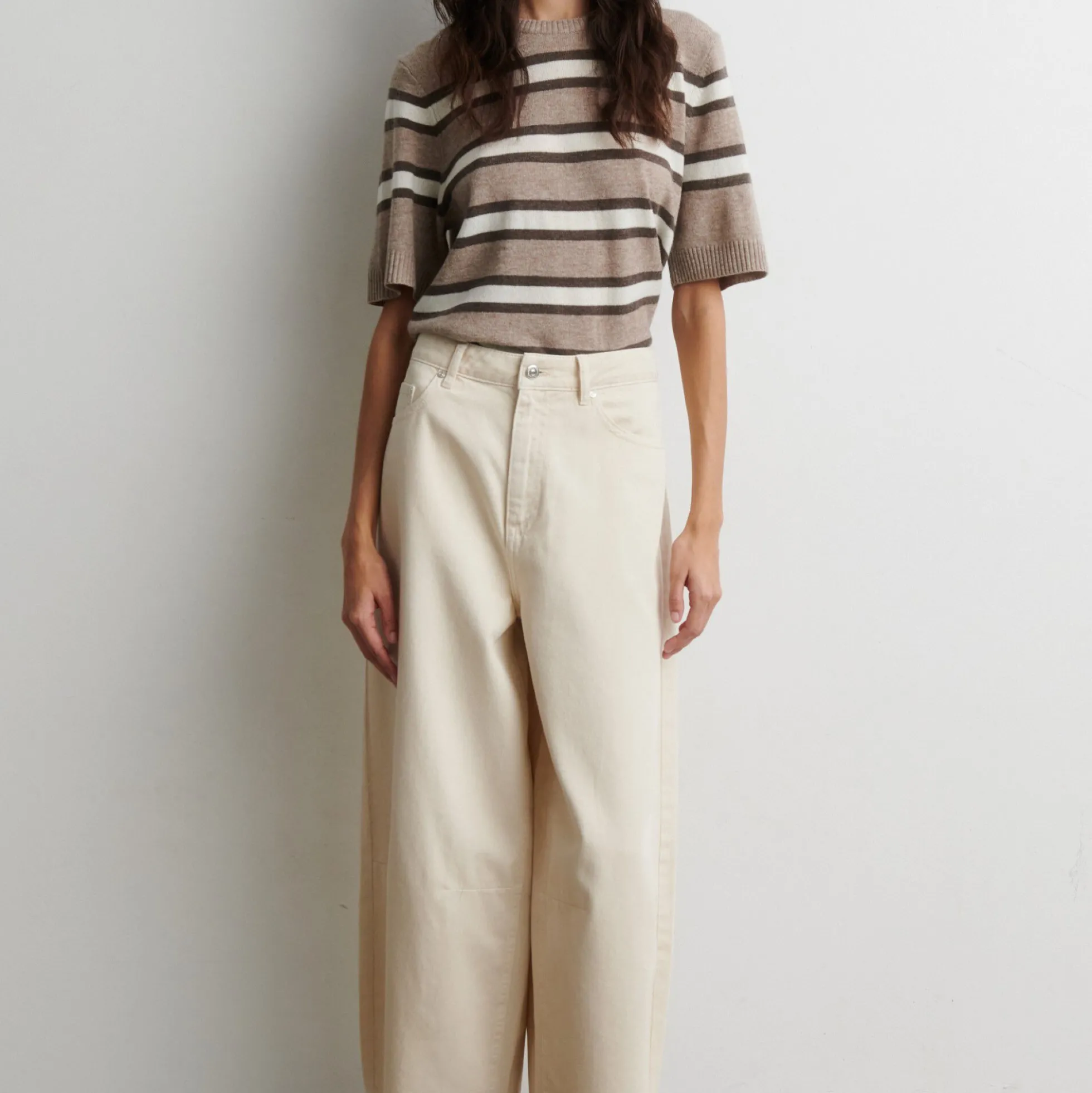 Vilna Knit SS O-Neck, light beige melange