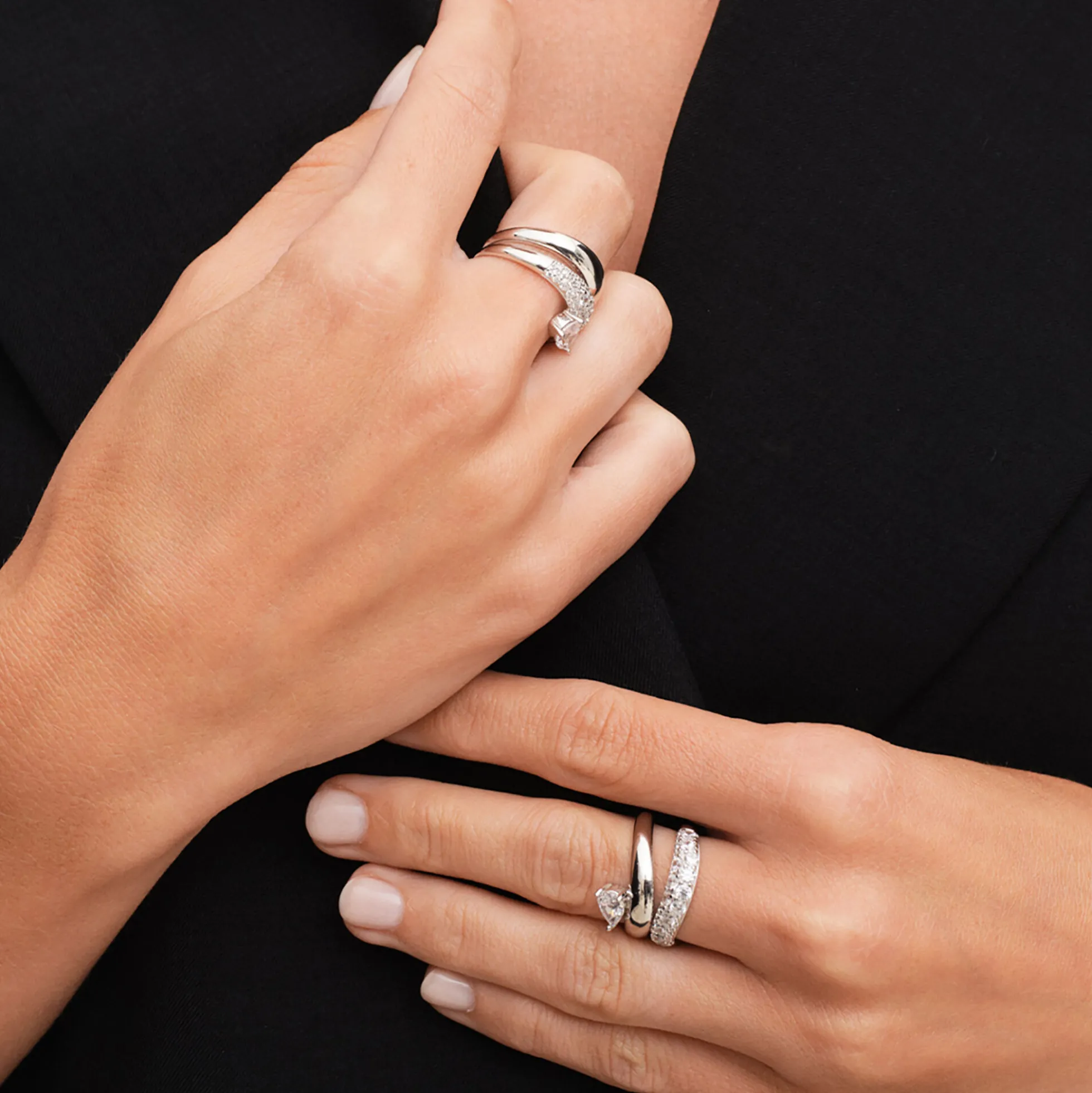 Wave Pear Pave Ring