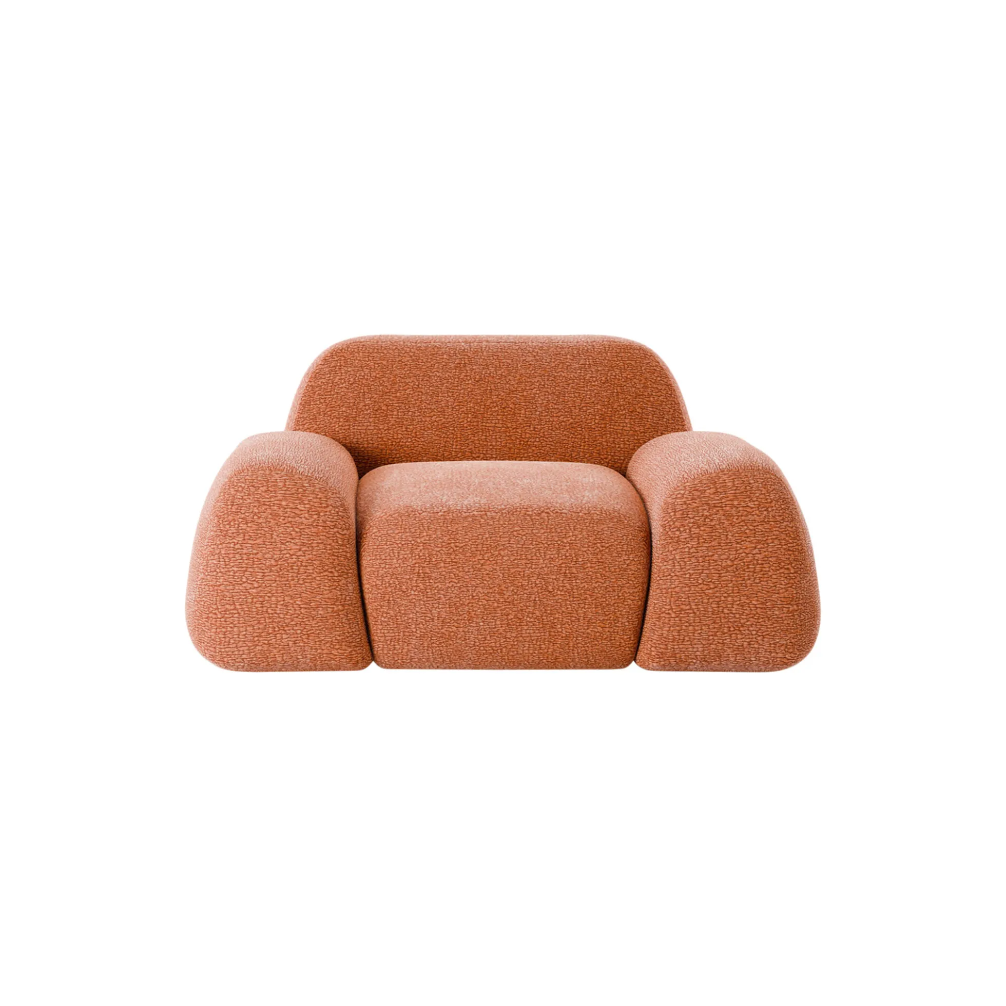 Wolke Lounge Chair, velvety woven terracotta