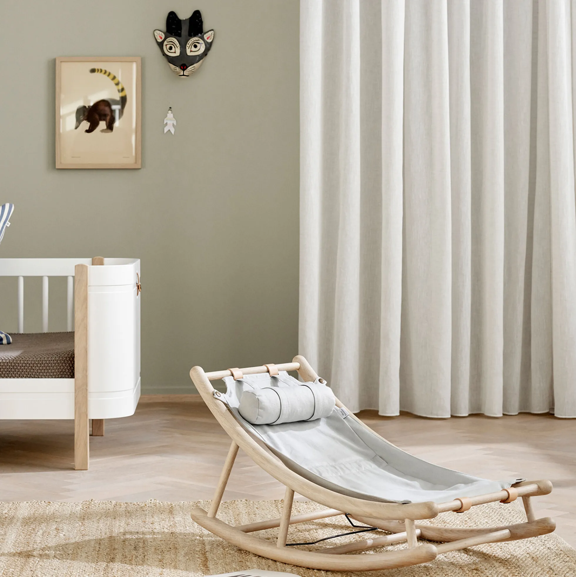 Wood junior vippestol, eg/grå