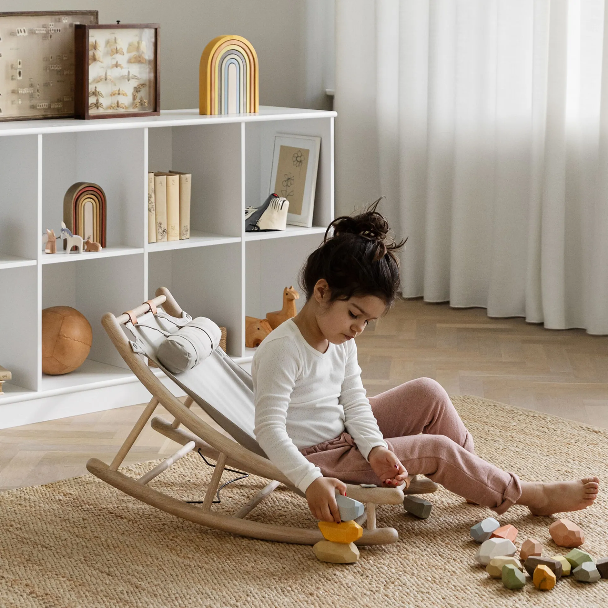Wood junior vippestol, eg/natur