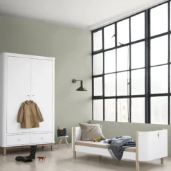 Wood klædeskab 2 døre, hvid/eg