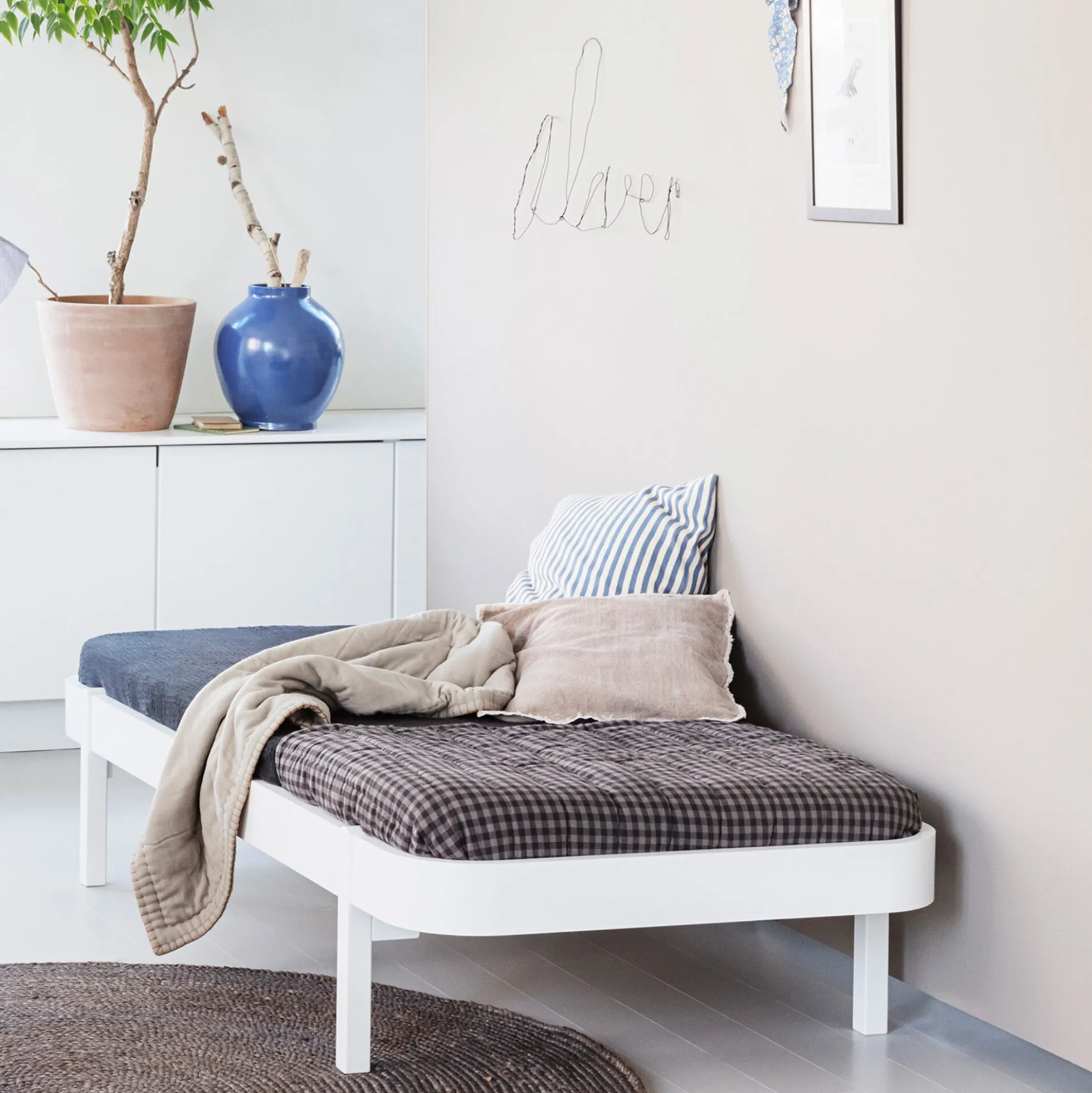 Wood lounger seng 90 cm, hvid