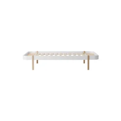Wood lounger seng 120 cm, hvid/eg
