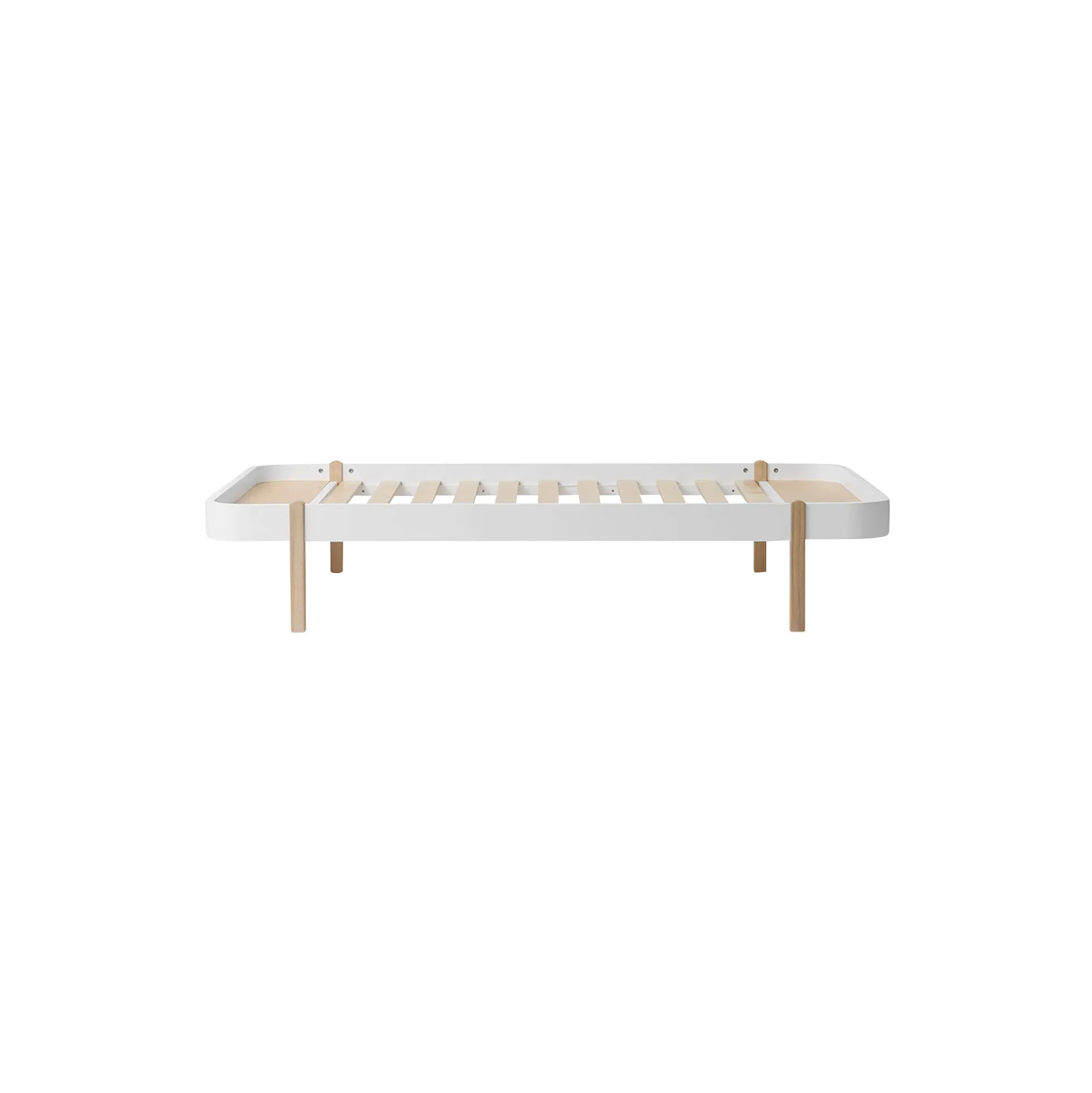Wood lounger seng 120 cm, hvid/eg