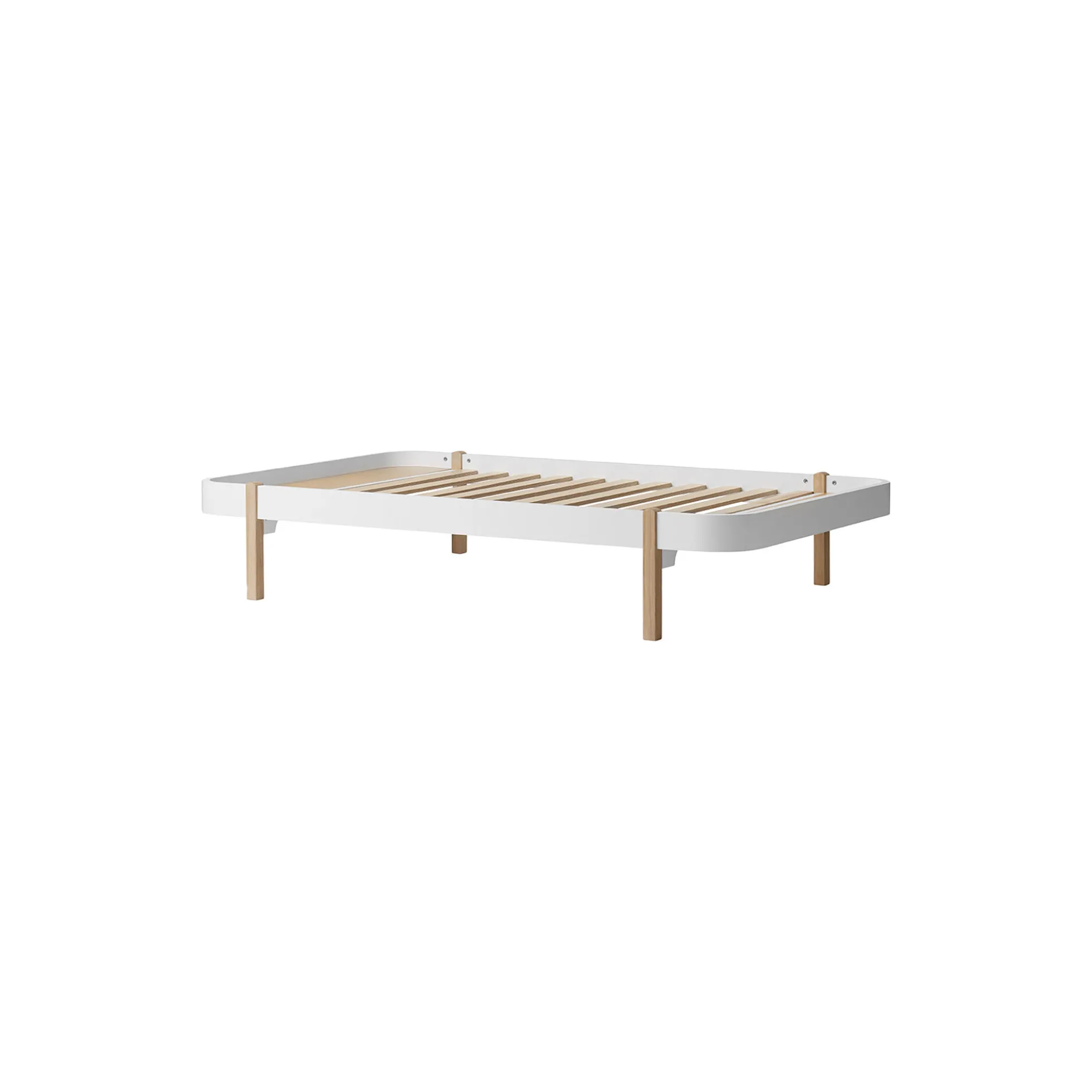 Wood lounger seng 120 cm, hvid/eg