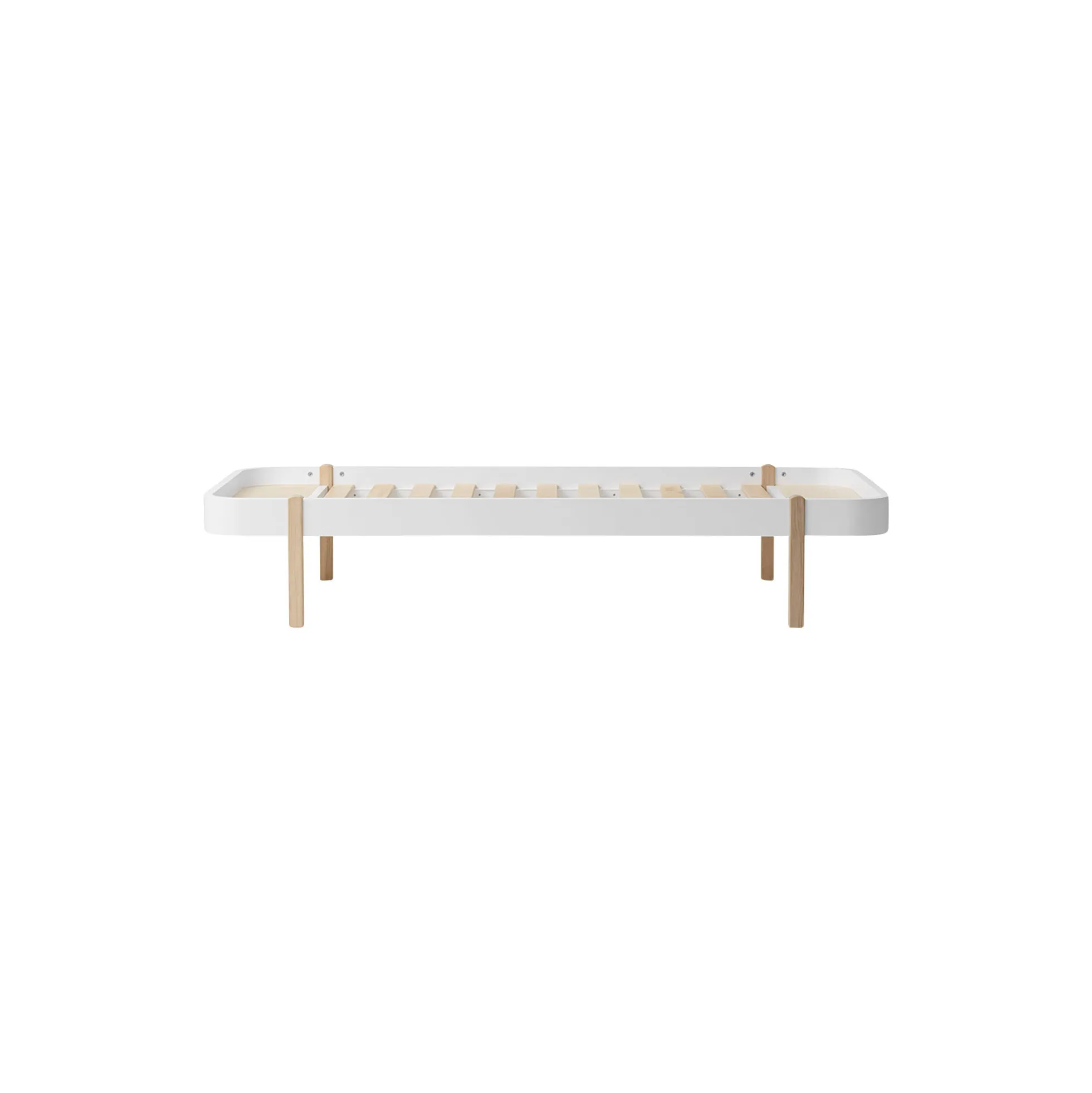 Wood lounger seng 90 cm, hvid/eg