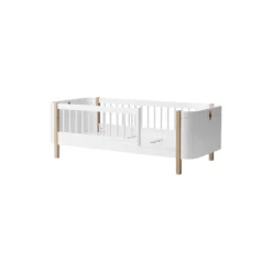 Wood Mini+ juniorseng 68x162 cm, hvid/eg